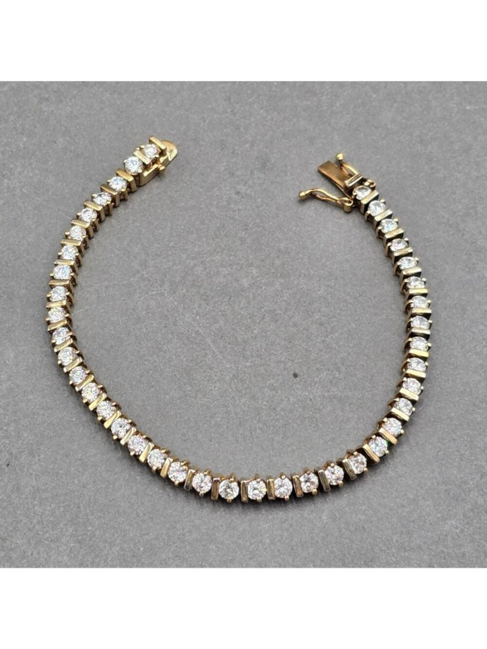 Vermeil Sterling Silver CZ Tennis Bracelet 7" Cubic Zirconia 925 - Picture 7 of 13